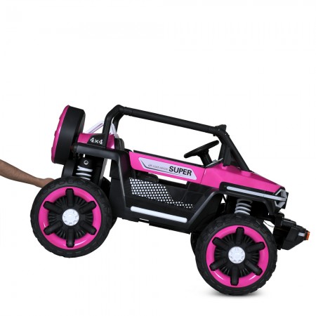 Дитячий електромобіль Джип Bambi M 5824 EBLRS-8 Jeep Wrangler Rubicon, 4 мотори по 25W, EVA, шкіра, Bluetooth, MP3, рожевий
