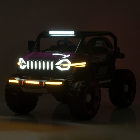 Дитячий електромобіль Джип Bambi M 5824 EBLRS-8 Jeep Wrangler Rubicon, 4 мотори по 25W, EVA, шкіра, Bluetooth, MP3, рожевий