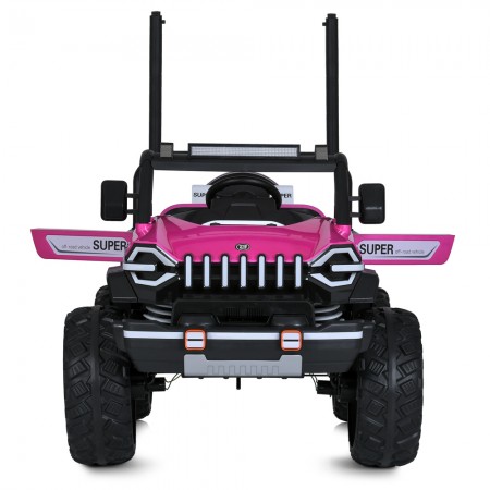 Дитячий електромобіль Джип Bambi M 5824 EBLRS-8 Jeep Wrangler Rubicon, 4 мотори по 25W, EVA, шкіра, Bluetooth, MP3, рожевий