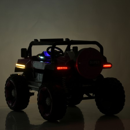 Дитячий електромобіль Джип Bambi M 5824 EBLRS-8 Jeep Wrangler Rubicon, 4 мотори по 25W, EVA, шкіра, Bluetooth, MP3, рожевий