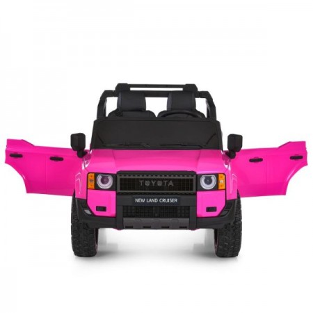 Дитячий електромобіль Джип Toyota Land Cruiser M 6280EBLR-8 двомісний, 2 мотори по 45W, MP3/USB/TF, Bluetooth, EVA, шкіра, рожевий