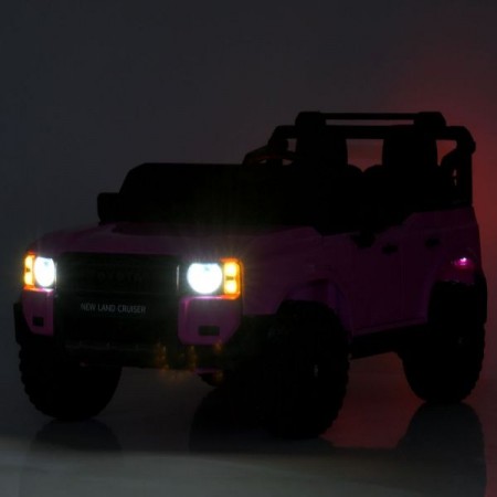 Дитячий електромобіль Джип Toyota Land Cruiser M 6280EBLR-8 двомісний, 2 мотори по 45W, MP3/USB/TF, Bluetooth, EVA, шкіра, рожевий