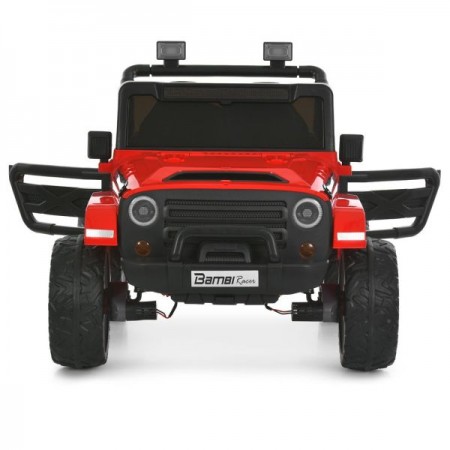 Детский электромобиль Джип Jeep Wrangler M 6287EBLR-3 двухместный красный, 4 мотора по 45W, EVA, кожа, Bluetooth