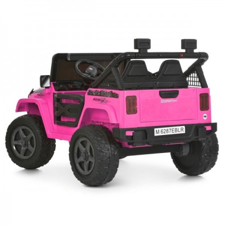 Детский электромобиль Джип Jeep Wrangler M 6287EBLR-8 двухместный розовый, 4 мотора по 45W, EVA, кожа, Bluetooth Детский электромобиль Джип Jeep Wrangler M 6287EBLR-8 двухместный розовый, 4 мотора по 45W, EVA, кожа, Bluetooth