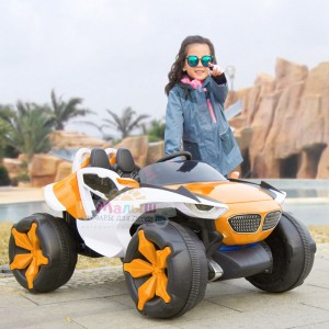Дитячий електромобіль Джип Bambi M 4064 EBLR-7 4WD BMW, біло-помаранчевий
