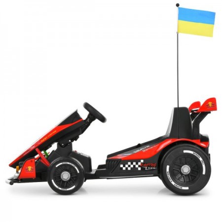 Электрокарта M 6322EBLR-3 на радиоуправлении 2,4G, 2моторы150W, 1акум24V14AH, EVA, музыка, свет, кожа, красный Электрокарта M 6322EBLR-3 на радиоуправлении 2,4G, 2моторы150W, 1акум24V14AH, EVA, музыка, свет, кожа, красный