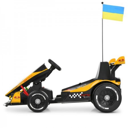Электрокарта M 6322EBLR-6 на радиоуправлении 2,4G, 2моторы150W, 1акум24V14AH, EVA, музыка, свет, кожа, желтый Электрокарта M 6322EBLR-6 на радиоуправлении 2,4G, 2моторы150W, 1акум24V14AH, EVA, музыка, свет, кожа, желтый