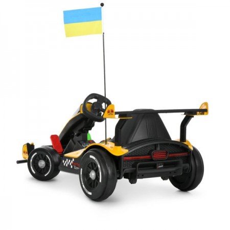 Электрокарта M 6322EBLR-6 на радиоуправлении 2,4G, 2моторы150W, 1акум24V14AH, EVA, музыка, свет, кожа, желтый Электрокарта M 6322EBLR-6 на радиоуправлении 2,4G, 2моторы150W, 1акум24V14AH, EVA, музыка, свет, кожа, желтый