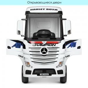 Дитячий електромобіль Вантажівка Bambi M 4208 EBLR-1 (2) Mercedes Actros, з причепом, білий