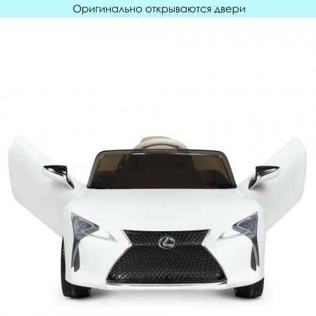 Дитячий електромобіль Lexus LC 500 Bambi JE 1618 EBLR-1, білий, 2 мотори по 35W, EVA колеса, шкіряне сидіння