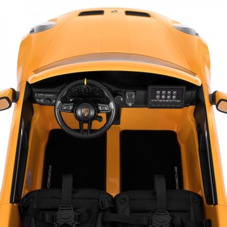 Двомісний дитячий електромобіль Porsche 911 GT3 RS M 6111EBLR-6, 2 мотори по 320W, EVA колеса, екошкіра, MP3, Bluetooth, жовтий