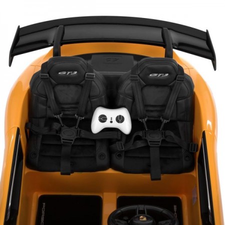 Двомісний дитячий електромобіль Porsche 911 GT3 RS M 6111EBLR-6, 2 мотори по 320W, EVA колеса, екошкіра, MP3, Bluetooth, жовтий