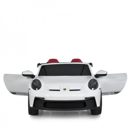 Двомісний дитячий електромобіль Porsche 911 GT3 RS M 6111(MP4)EBLR-1, 2 мотори по 320W, MP4, Bluetooth, EVA, шкіра, білий Двомісний дитячий електромобіль Porsche 911 GT3 RS M 6111(MP4)EBLR-1, 2 мотори по 320W, MP4, Bluetooth, EVA, шкіра, білий