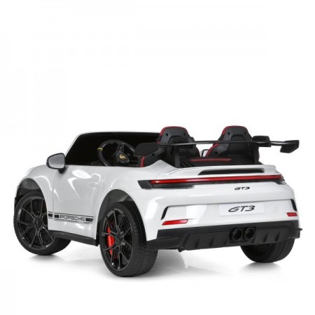 Двомісний дитячий електромобіль Porsche 911 GT3 RS M 6111(MP4)EBLR-1, 2 мотори по 320W, MP4, Bluetooth, EVA, шкіра, білий Двомісний дитячий електромобіль Porsche 911 GT3 RS M 6111(MP4)EBLR-1, 2 мотори по 320W, MP4, Bluetooth, EVA, шкіра, білий