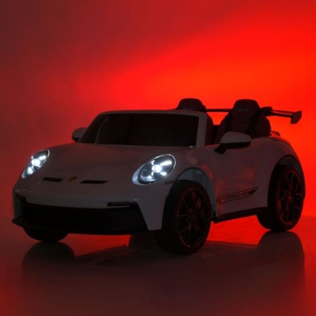 Двомісний дитячий електромобіль Porsche 911 GT3 RS M 6111(MP4)EBLR-1, 2 мотори по 320W, MP4, Bluetooth, EVA, шкіра, білий Двомісний дитячий електромобіль Porsche 911 GT3 RS M 6111(MP4)EBLR-1, 2 мотори по 320W, MP4, Bluetooth, EVA, шкіра, білий