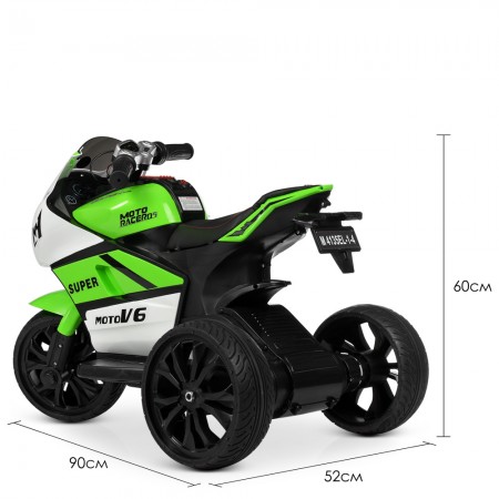 Дитячий мотоцикл Bambi M 4135 EL-1-5 Yamaha, біло-зелений