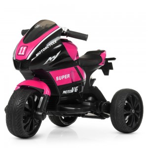 Детский мотоцикл Bambi M 4135-1 EL-8 Yamaha, черно-розовый