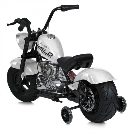 Дитячий мотоцикл Harley-Davidson Fat Boy M 6016AL-1, 1 мотор 350W, Bluetooth, USB, TF, екошкіра, надувні гумові колеса, білий