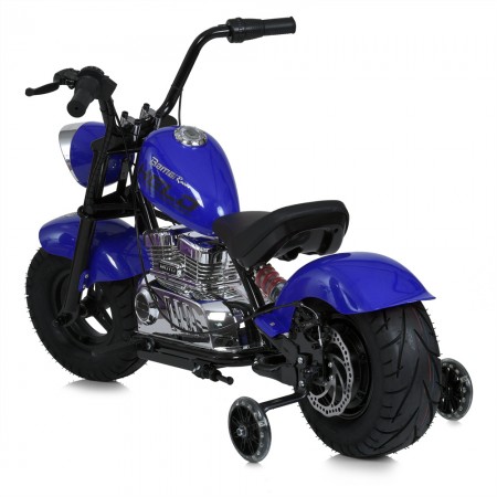 Дитячий мотоцикл Harley-Davidson Fat Boy M 6016AL-4, 1 мотор 350W, Bluetooth, USB, TF, екошкіра, надувні гумові колеса, синій