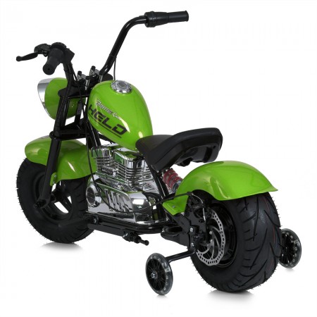 Дитячий мотоцикл Harley-Davidson Fat Boy M 6016AL-5, 1 мотор 350W, Bluetooth, USB, TF, екошкіра, надувні гумові колеса, зелений