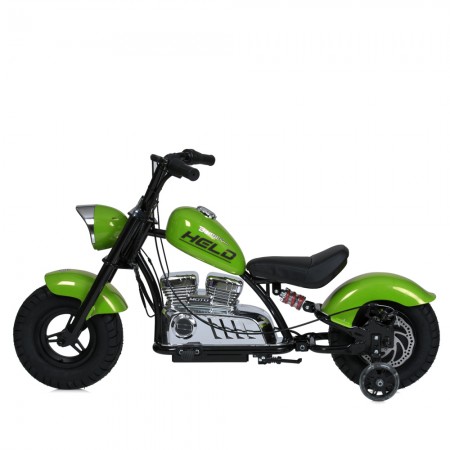Дитячий мотоцикл Harley-Davidson Fat Boy M 6016AL-5, 1 мотор 350W, Bluetooth, USB, TF, екошкіра, надувні гумові колеса, зелений