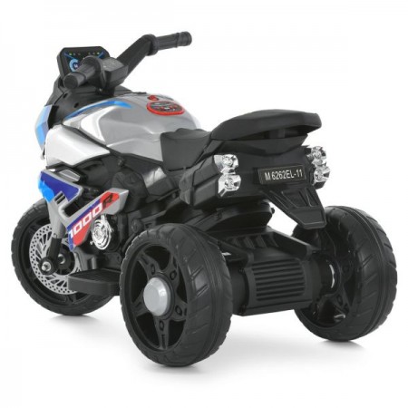 Детский мотоцикл BMW S1000R M 6262EL-11, 2 мотора по 25W, EVA, кожа, Bluetooth, USB, TF, серый