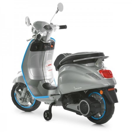 Дитячий мотоцикл Vespa Primavera M 6288EL-11-4, 1 мотор 45W, EVA, шкіра, MP3, Bluetooth, сіро-синій Дитячий мотоцикл Vespa Primavera M 6288EL-11-4, 1 мотор 45W, EVA, шкіра, MP3, Bluetooth, сіро-синій