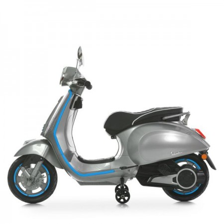 Дитячий мотоцикл Vespa Primavera M 6288EL-11-4, 1 мотор 45W, EVA, шкіра, MP3, Bluetooth, сіро-синій Дитячий мотоцикл Vespa Primavera M 6288EL-11-4, 1 мотор 45W, EVA, шкіра, MP3, Bluetooth, сіро-синій