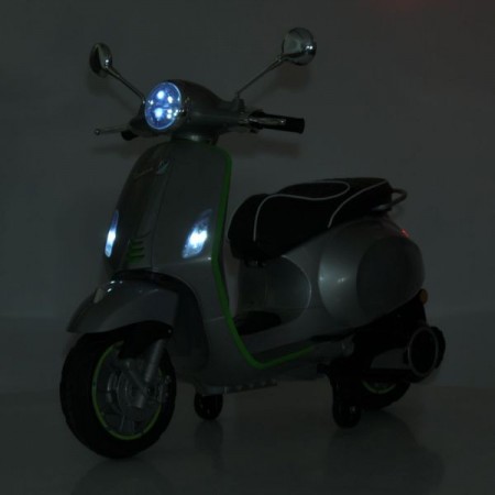 Дитячий мотоцикл Vespa Primavera M 6288EL-11-4, 1 мотор 45W, EVA, шкіра, MP3, Bluetooth, сіро-синій Дитячий мотоцикл Vespa Primavera M 6288EL-11-4, 1 мотор 45W, EVA, шкіра, MP3, Bluetooth, сіро-синій