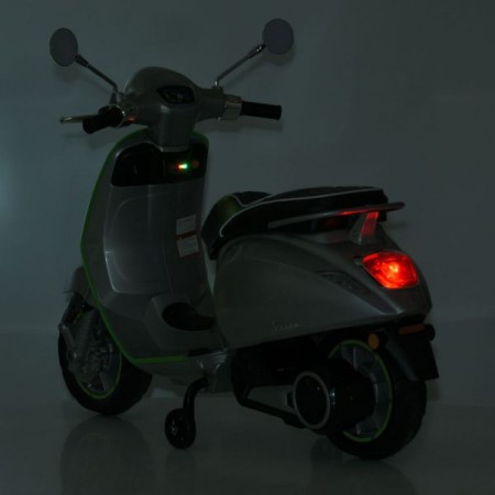 Дитячий мотоцикл Vespa Primavera M 6288EL-11-4, 1 мотор 45W, EVA, шкіра, MP3, Bluetooth, сіро-синій Дитячий мотоцикл Vespa Primavera M 6288EL-11-4, 1 мотор 45W, EVA, шкіра, MP3, Bluetooth, сіро-синій