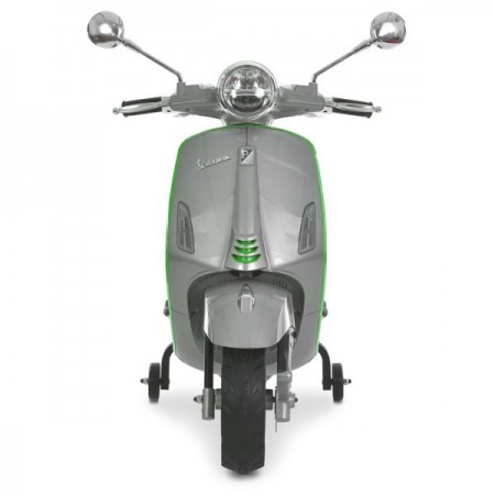 Детский мотоцикл Vespa Primavera M 6288EL-11-5, 1 мотор 45W, EVA, кожа, MP3, Bluetooth, серо-салатовый