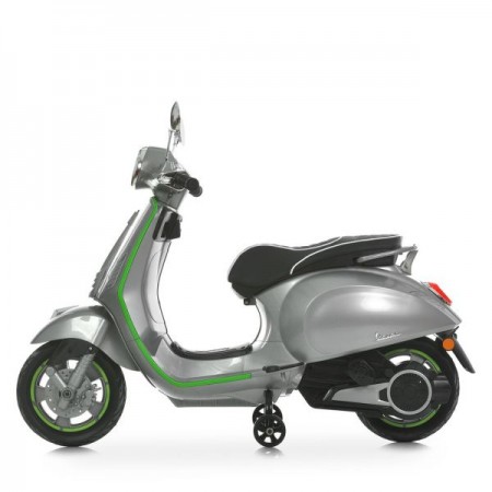 Детский мотоцикл Vespa Primavera M 6288EL-11-5, 1 мотор 45W, EVA, кожа, MP3, Bluetooth, серо-салатовый