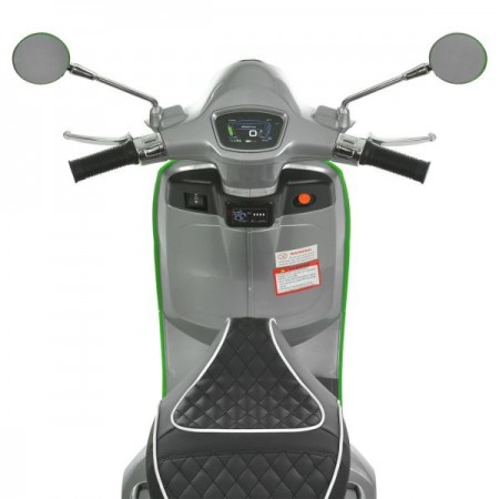Детский мотоцикл Vespa Primavera M 6288EL-11-5, 1 мотор 45W, EVA, кожа, MP3, Bluetooth, серо-салатовый