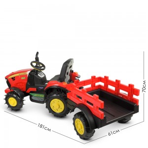 Дитячий електромобіль-Трактор Bambi M 4619 ABLR-3, з причепом, червоний