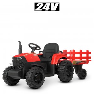 Дитячий електромобіль - Трактор Bambi M 4623 EBLR-3 (24V) з причепом, червоний