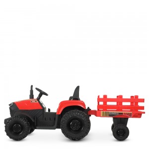 Дитячий електромобіль - Трактор Bambi M 4623 EBLR-3 (24V) з причепом, червоний