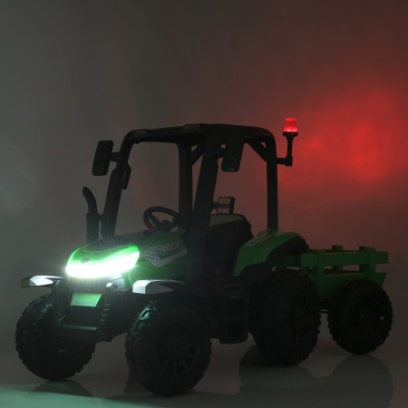 Детский электромобиль Трактор Bambi M 4844 EBLR-5 с прицепом, зеленый