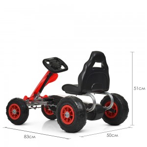 Детский карт М 4036-3 педальный, надувные колеса, красный