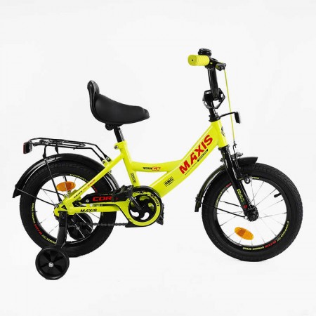 Велосипед 14" дюймів 2-х колісний "CORSO" MAXIS CL-14663 ручне гальмо, дзвіночок, сидіння з ручкою, додаткові колеса, ЗІБРАНИЙ НА 75, в коробці Велосипед 14" дюймів 2-х колісний "CORSO" MAXIS CL-14663 ручне гальмо, дзвіночок, сидіння з ручкою, додаткові колеса, ЗІБРАНИЙ НА 75, в коробці