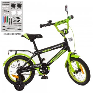 Велосипед дитячий двоколісний PROFI SY1451 Inspirer, 14 дюймів, чорно-салатовий