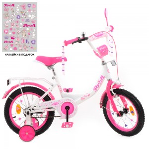Велосипед детский двухколесный PROFI Y1414 Princess, 14 дюймов, малиново-белый