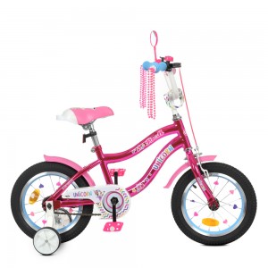 Велосипед детский двухколесный PROFI Y14242S Unicorn, 14 дюймов, малиновый