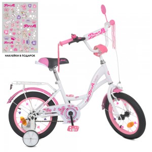 Велосипед детский двухколесный PROFI Y1425 Butterfly, 14 дюймов, розово-белый