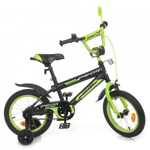 Велосипед дитячий двоколісний PROFI Y14321 Inspirer, 14 дюймів, чорно-салатовий