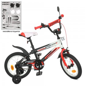 Велосипед детский двухколесный PROFI Y14325-1 Inspirer, 14 дюймов, черно-бело-красный