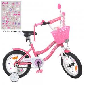 Велосипед дитячий двоколісний PROFI Y1491-1K Star, 14 дюймів, рожевий