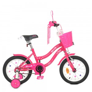 Велосипед дитячий двоколісний PROFI Y1492-1 Star, 14 дюймів, малиновий