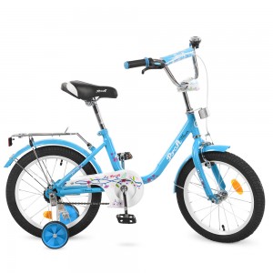 Велосипед детский двухколесный PROFI L1684 Flower, 16 дюймов, голубой