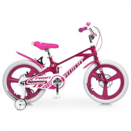 Велосипед детский PROF1 16д. MB16VCG PINK VELOCITY,SKD85,магнез.рама,обод,перед/зад.диск.торм.,крыла,доп.кол.,бутылодержатель,дзинок,рож, в кор-ке