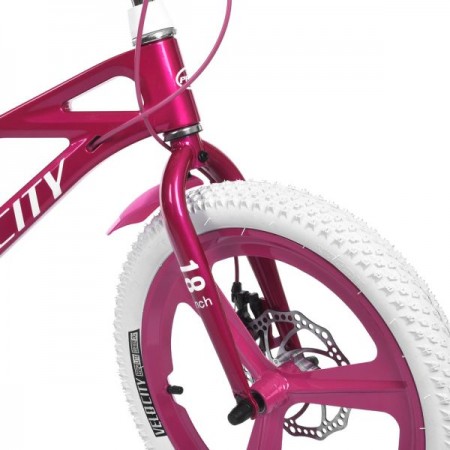 Велосипед детский PROF1 16д. MB16VCG PINK VELOCITY,SKD85,магнез.рама,обод,перед/зад.диск.торм.,крыла,доп.кол.,бутылодержатель,дзинок,рож, в кор-ке